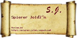 Spierer Jolán névjegykártya